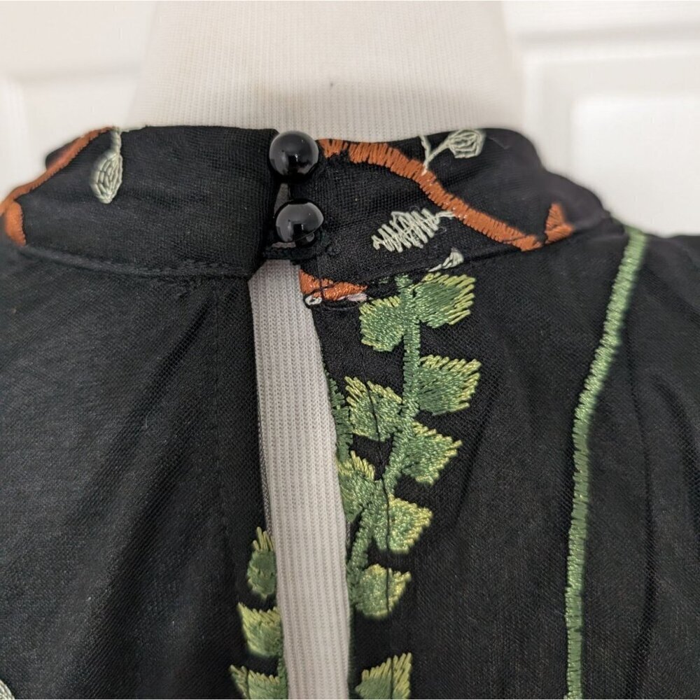 Cato Embroidered Floral Dress Womens Size Medium Black Lined Sleeveless Sheath - Picture 10 of 13